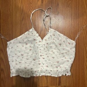 American Eagle Outfitters Floral White Crop Top